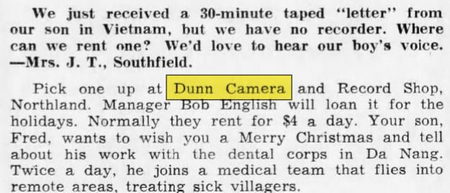 Dunns Camera - Dec 1966 Article